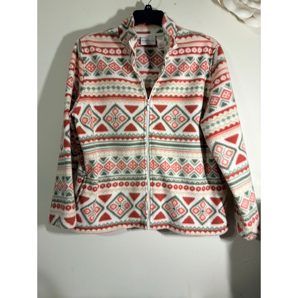 Women's Alfred Dunner patterWomen's Alfred Dunner patterned fleece zip-up jacket